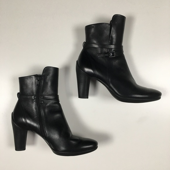 Ecco Shoes - Ecco Black Leather Ankle Booties