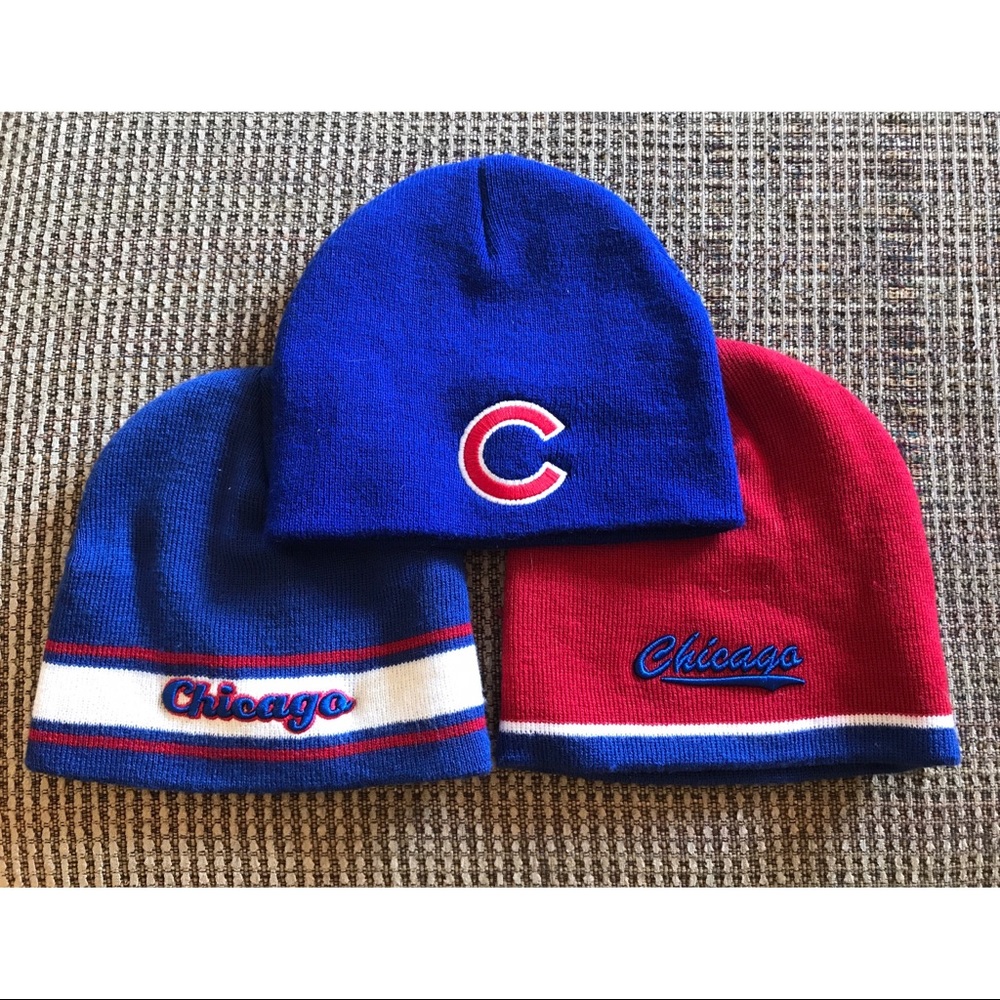 Set of 3 Chicago Cubs knit hats