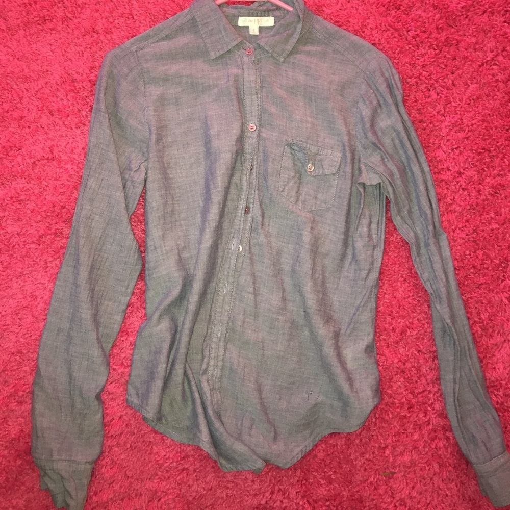 Button up, blue/jean colored cloth material
