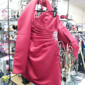 sz 13/14 Formal with shawl red dress Mari Lee