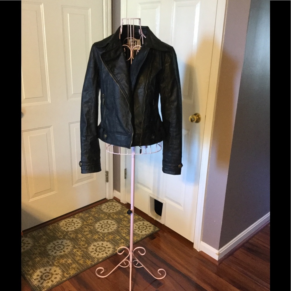 Faux leather bomber