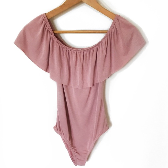 Full Tilt Tops - Off Shoulder Bodysuit with Overlay Size: Small