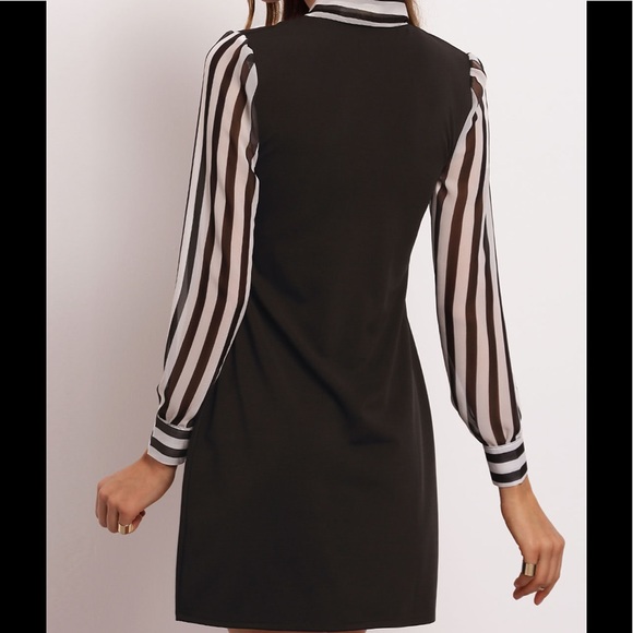 🆕HP🏆Black bow striped dress long sleeve dress - Picture 4 of 6