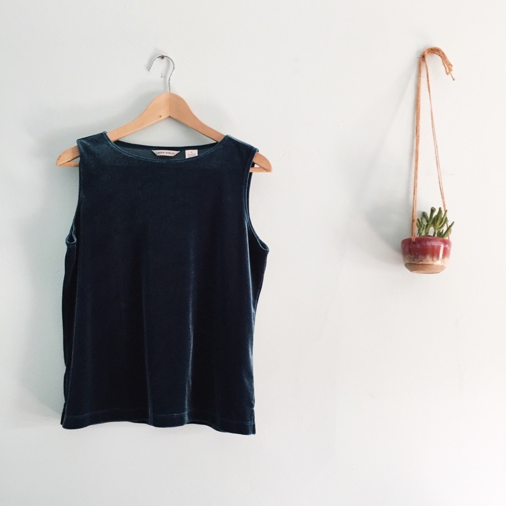 Midnight blue/green vintage velvet tank