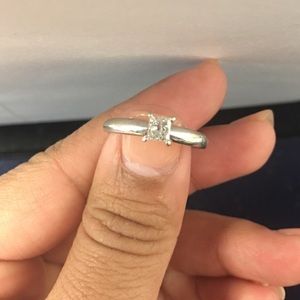14k White Gold Princess .37 Size 8.5 Diamond Ring
