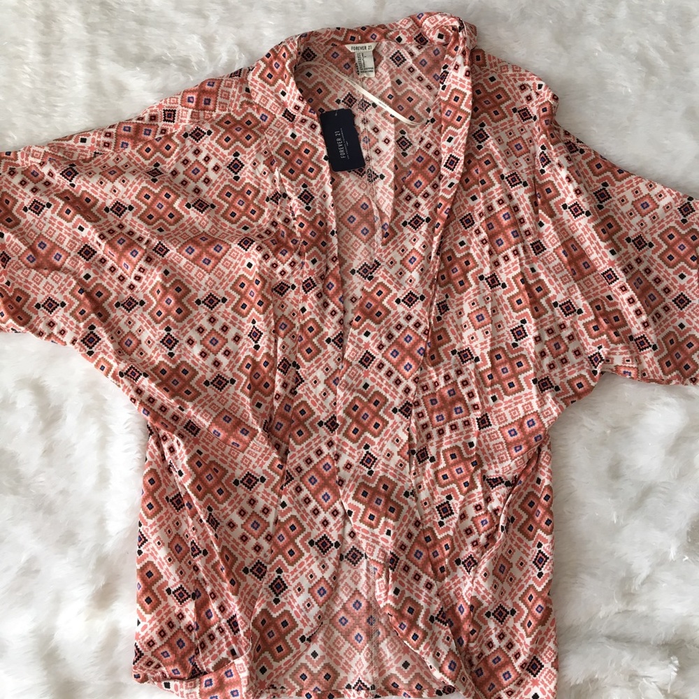 Forever21 peach print cardigan