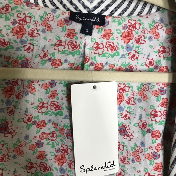 New Splendid Linen Slub Stripe Blazer Blue White S - Picture 4 of 6