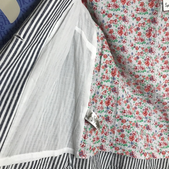 New Splendid Linen Slub Stripe Blazer Blue White S - Picture 5 of 6