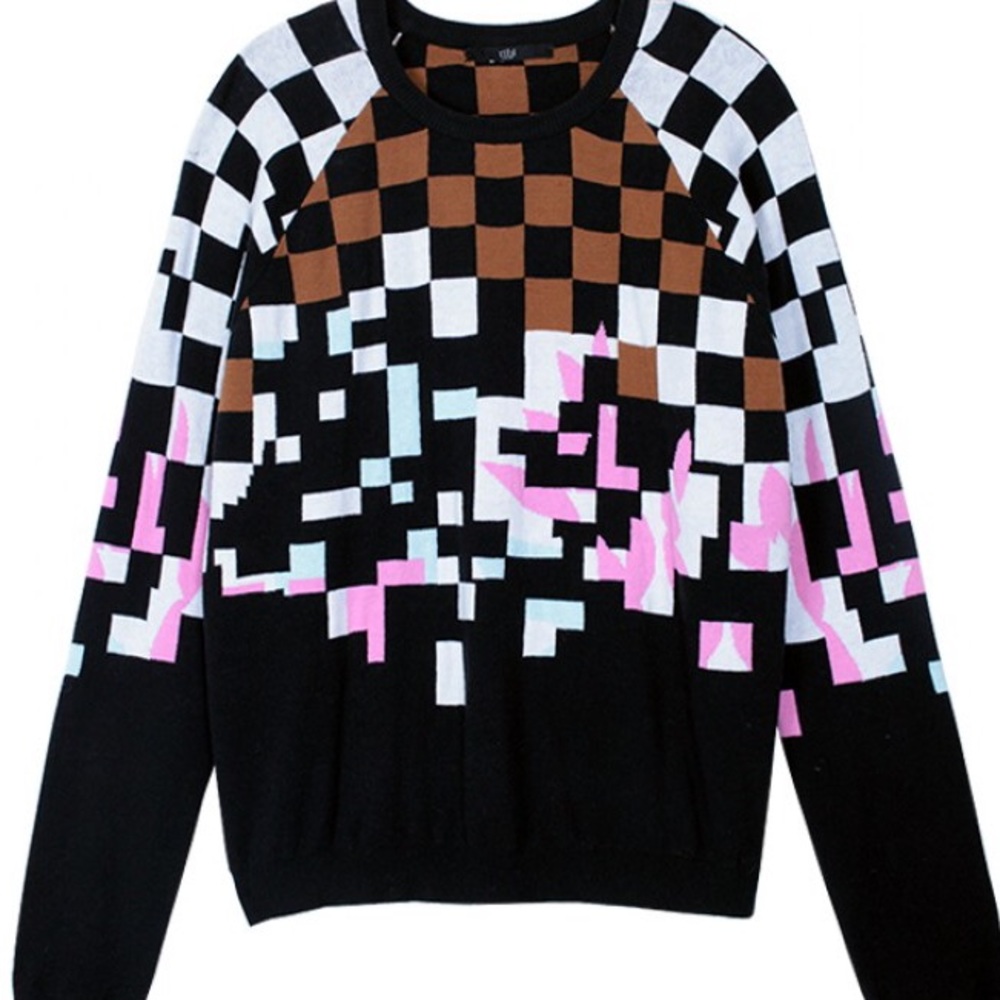 TIBI PLAITED JACQUARD SWEATER