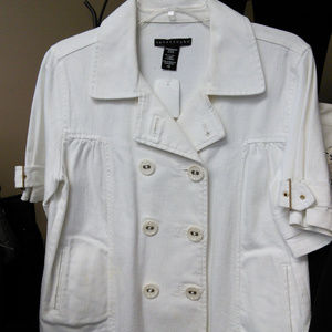 White short sleeve denim jacket