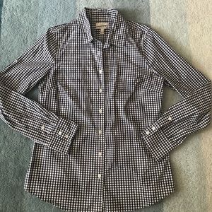 J. Crew Navy Blue check shirt "stretch perfect" M