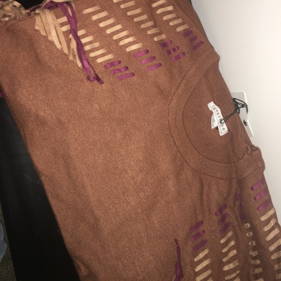 Rust Fringe Sweater Dress | - Picture 3 of 4