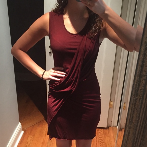 All Saints Amelia Dress Size 2 XS Burgundy - Picture 3 of 8