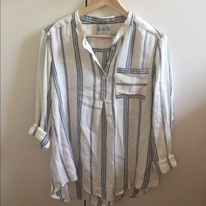 SEA New York white and blue striped popover