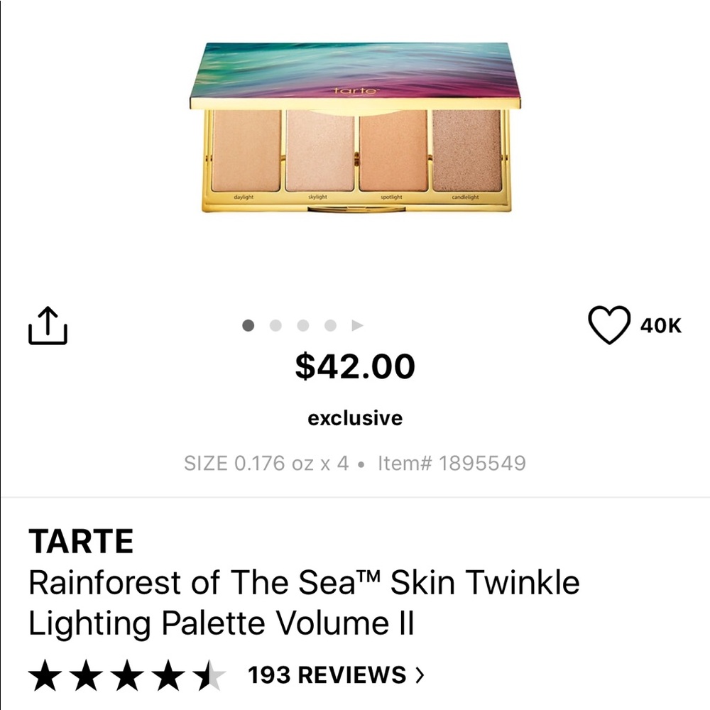 Tarte Rainforest Of The Sea Lighting Palette