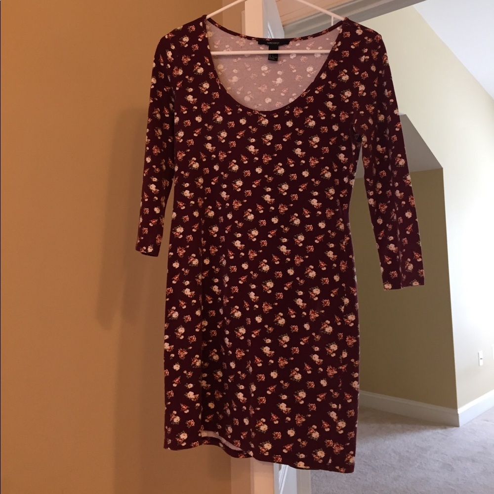 Forever 21 Maroon Floral Dress