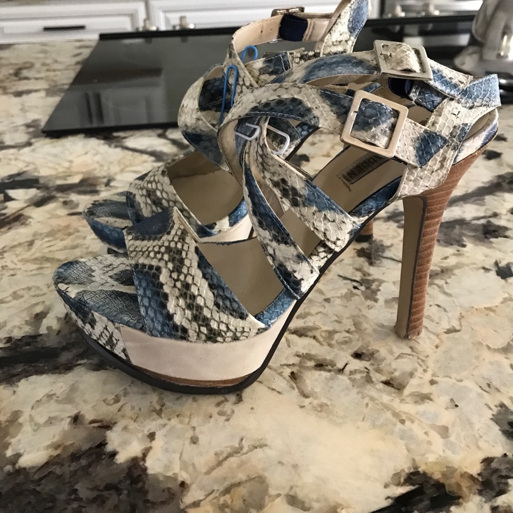 Blue & Cream Strappy 6 inch heels
