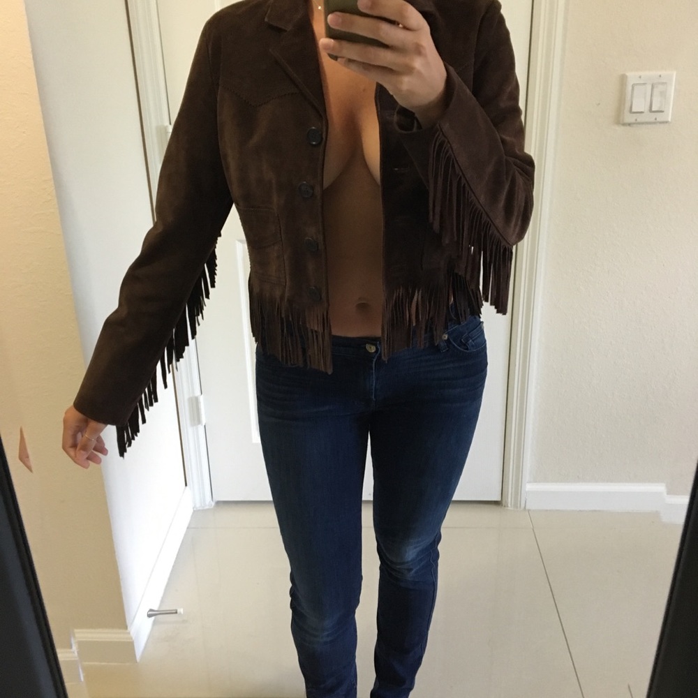 Lucky brown suede fringe jacket