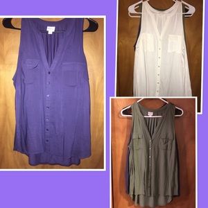 3 Merona button down Tank Tops