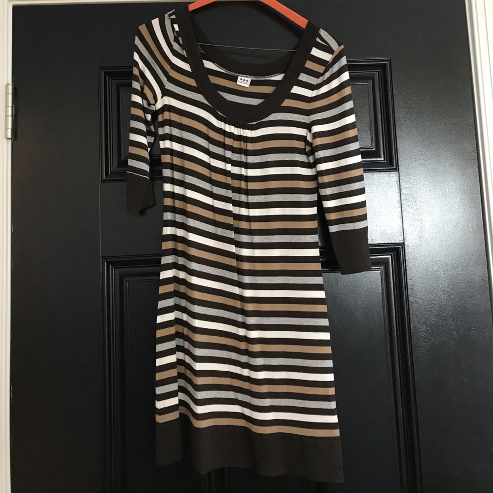 EUC Chocolate brown striped dress