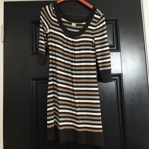 EUC Chocolate brown striped dress