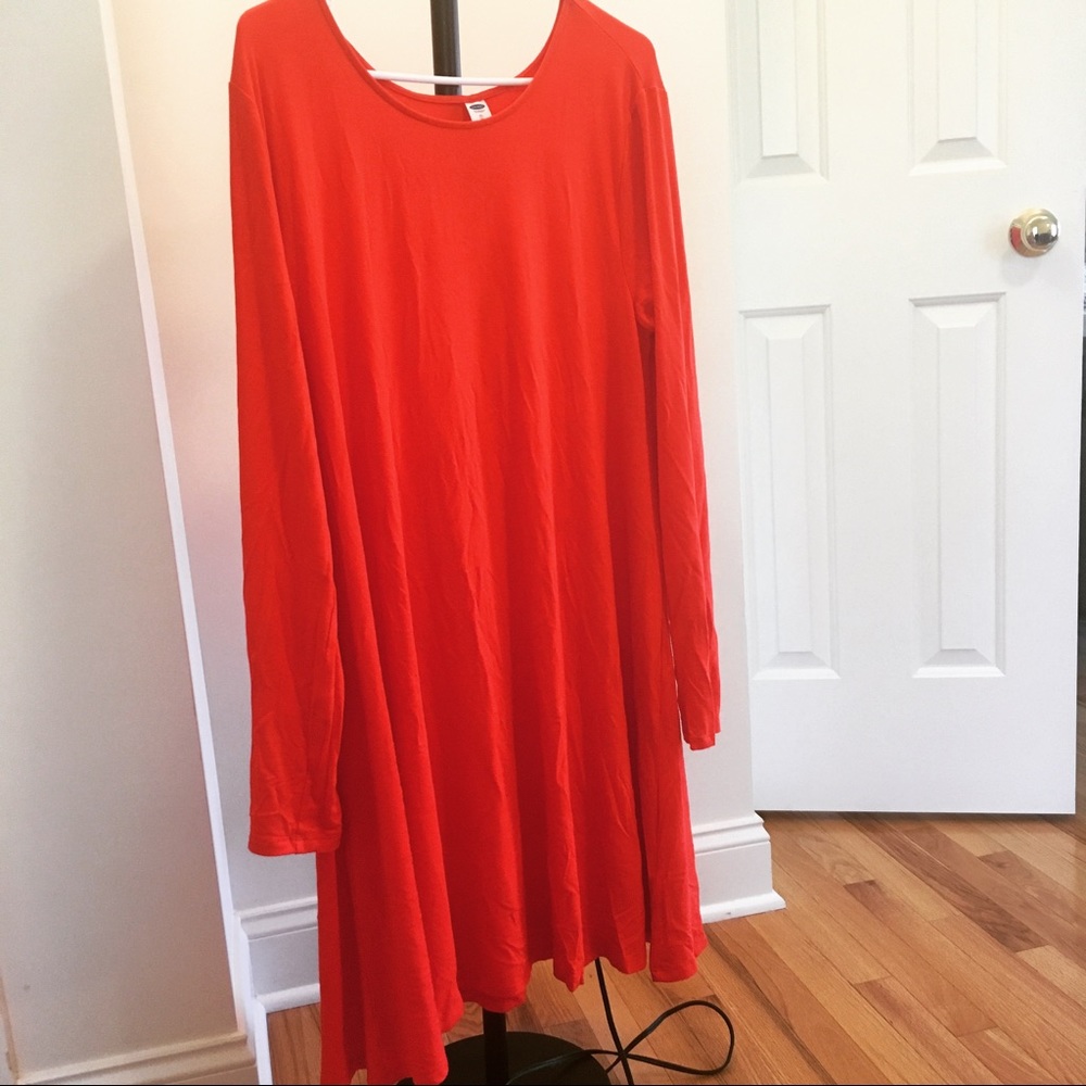 Orange, long sleeve, Old Navy swing dress, size XL