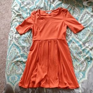 Fall orange pleated dress