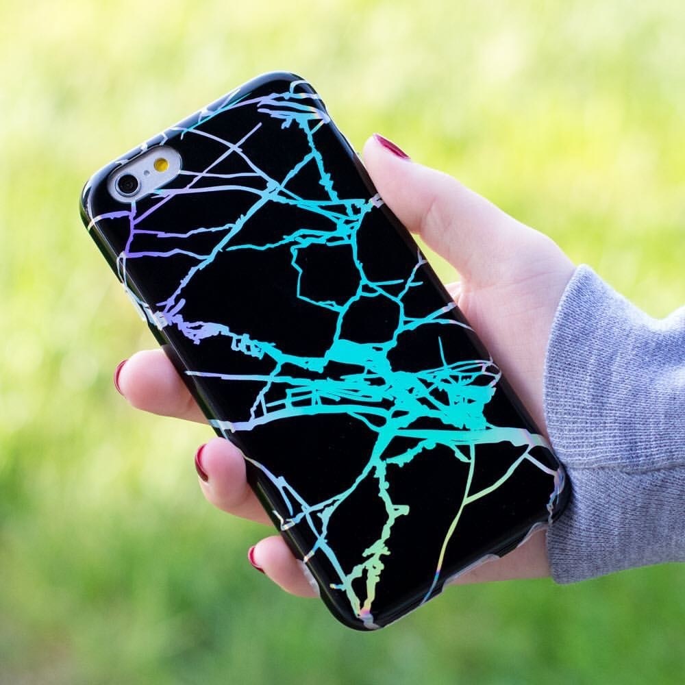 iPhone Black Holo Marble Case - Picture 3 of 4