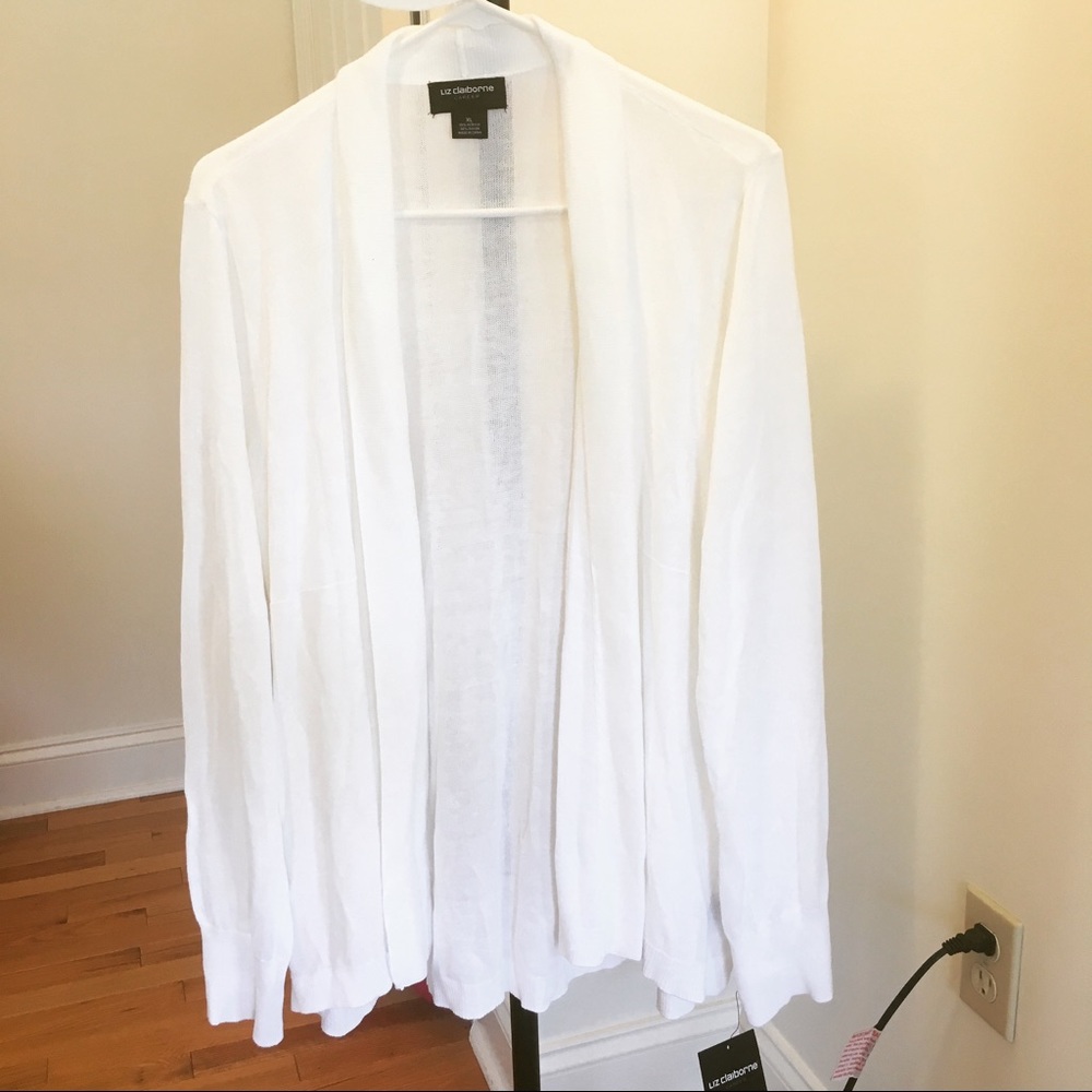 Liz Claiborne lightweight white cardigan, size XL