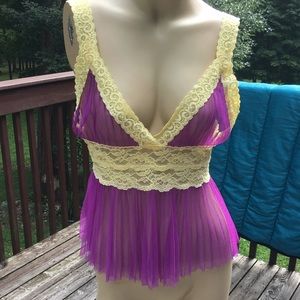 vintage betsey johnson top purple yellow sz 10