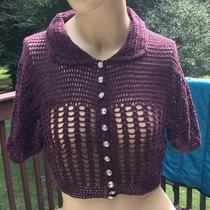 vintage betsey johnson top purple sz medium