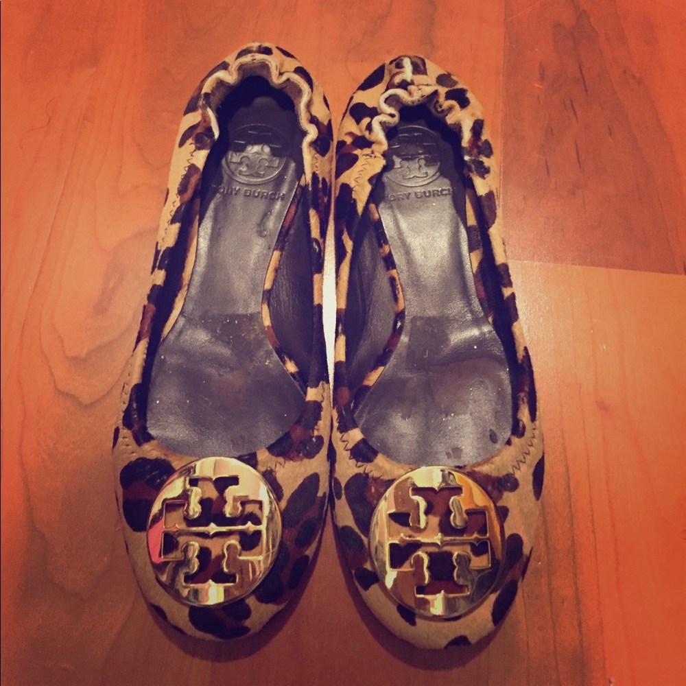 Tory Burch Leopard Print Calf Hair Flats