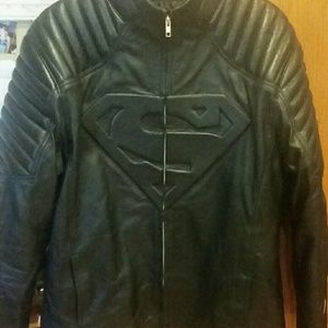 Leather superman riding jacket