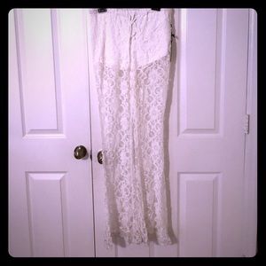 White lace pants