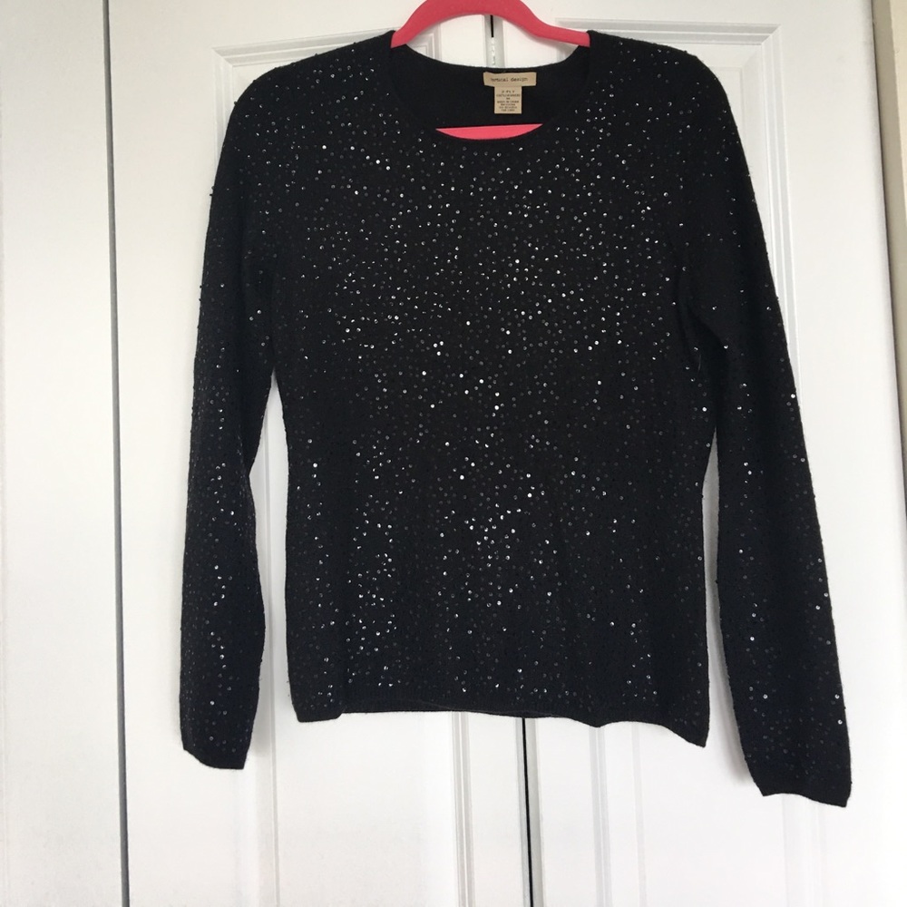 2 ply sparkly black cashmere sweater
