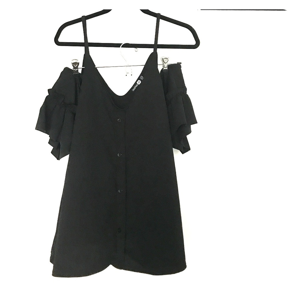 Black off cold shoulder blouse
