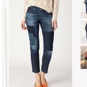 Anthro AG Stevie Jeans 27 Patchwork Skinny Ankle