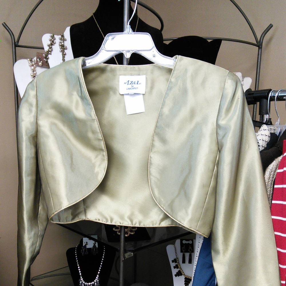 Azul gold metallic shrug long sleeve sz small/med