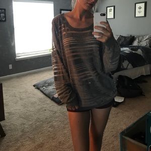RVCA oversized grey and mesh sweater