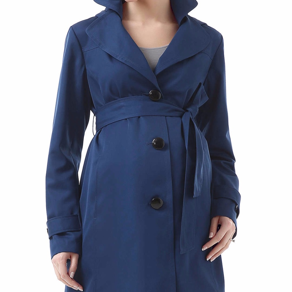 Momo Maternity cute belted trench coat size large