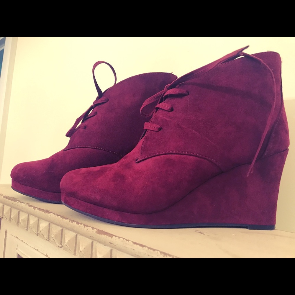 Burgundy Wedge Booties