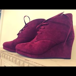 Burgundy Wedge Booties