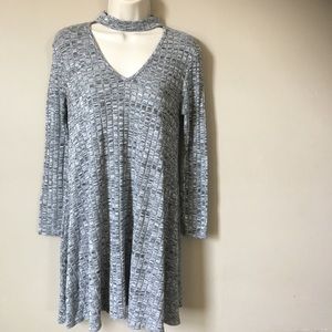 Boohoo Long Sleeve Gray Dress with Choker US 8