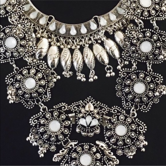 Silver Turkish Statement Boho Gypsy Necklace - Picture 3 of 5