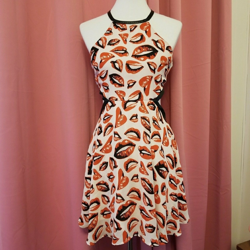 Nasty Gal lip print cut out dress