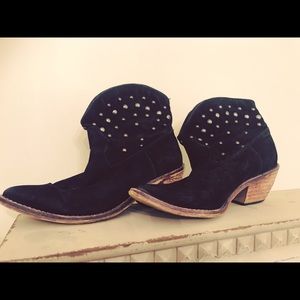 Black Silver Studded Ankle Boots