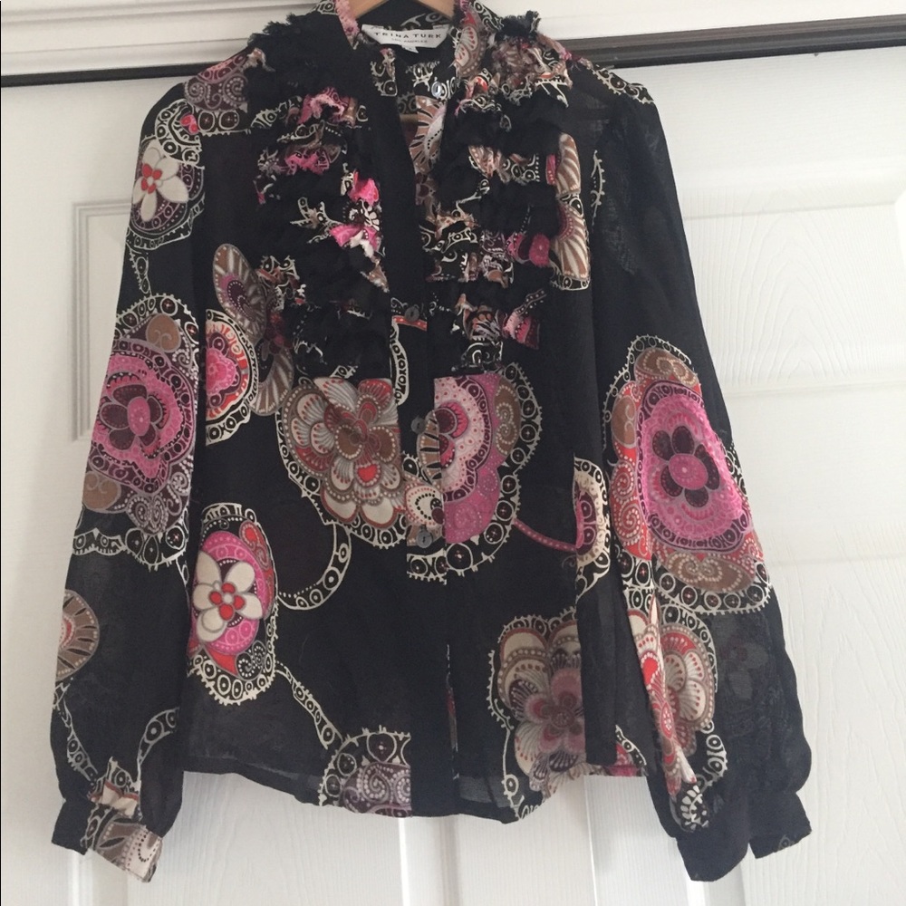 EUC Trina Turk Floral Blouse 4