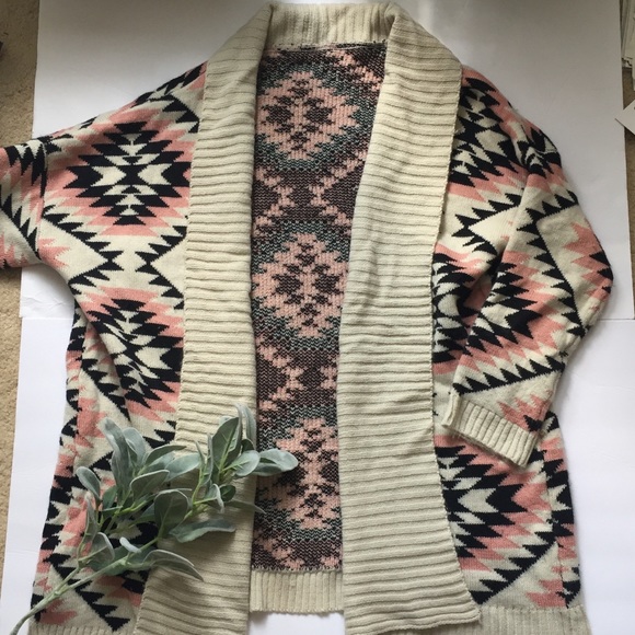 Sweaters - Aztec cosy open sweater cardigan