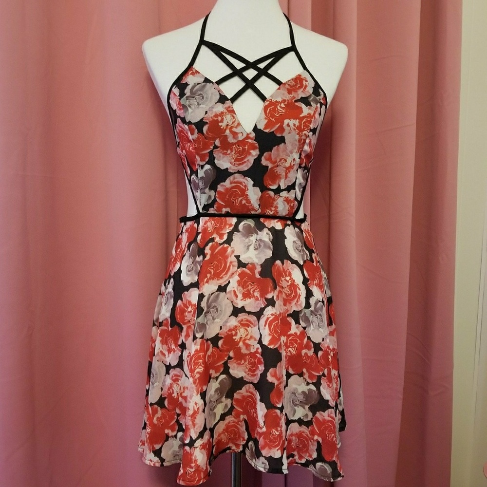 Nasty Gal strappy backless floral dress