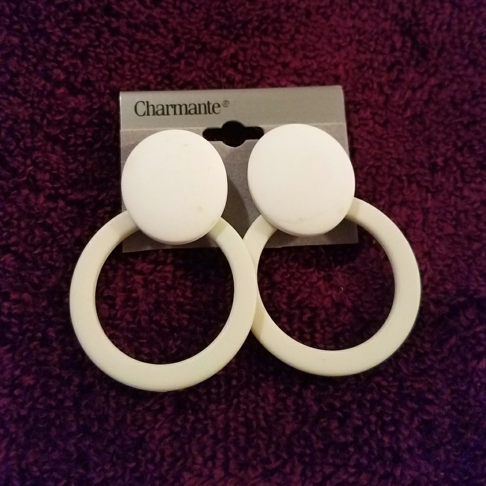 NWOT. Boutique white pierced earrings